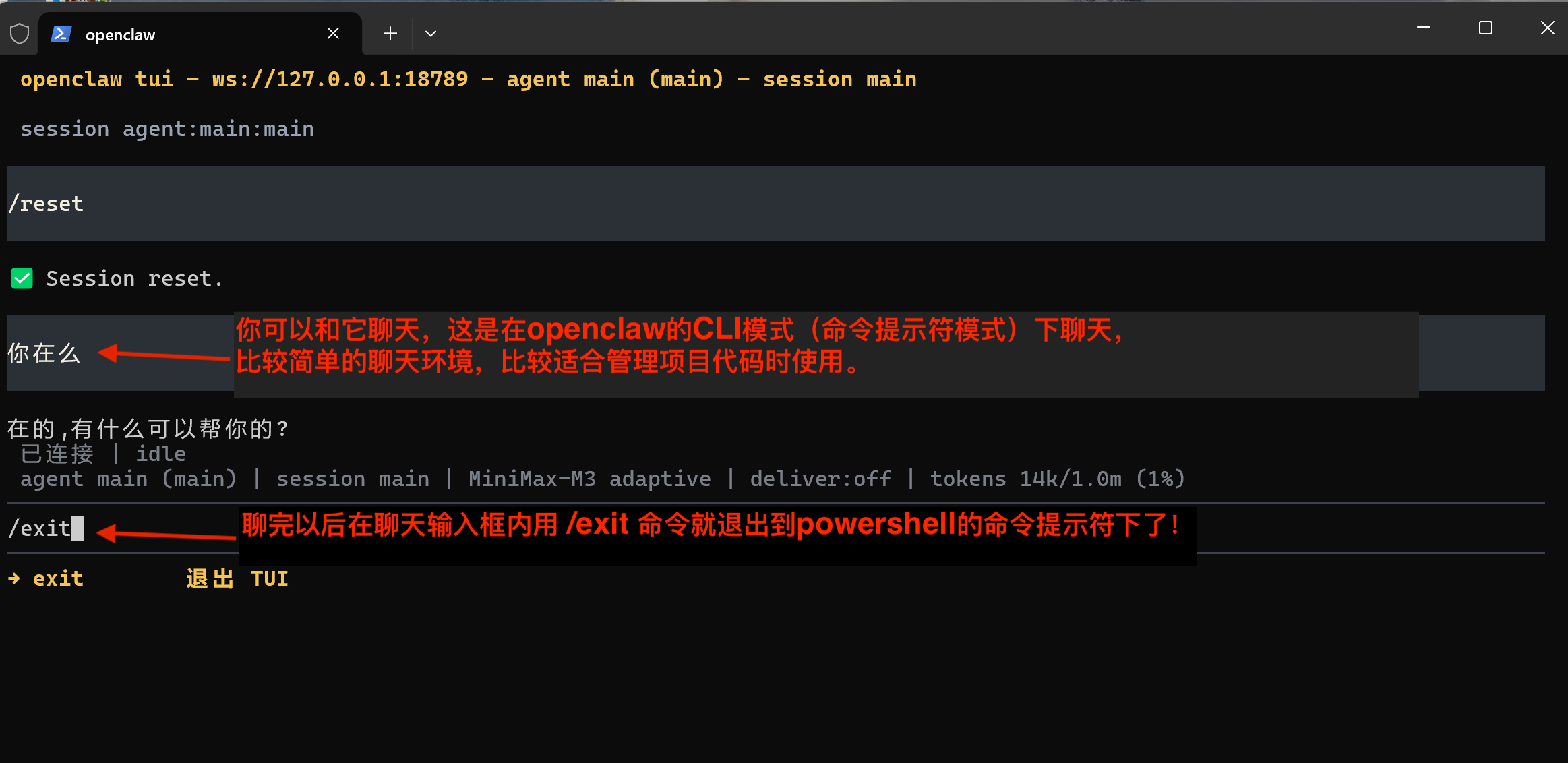 openclaw cli 模式聊天