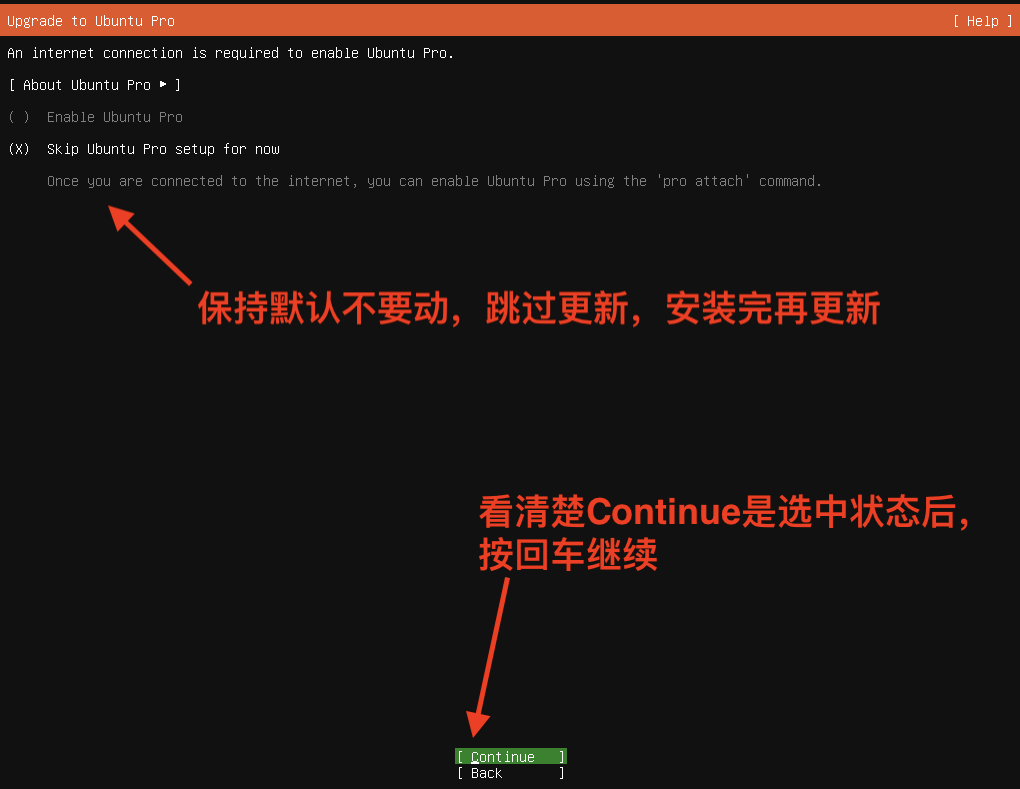 ubunt install skip upgrade 跳过继续