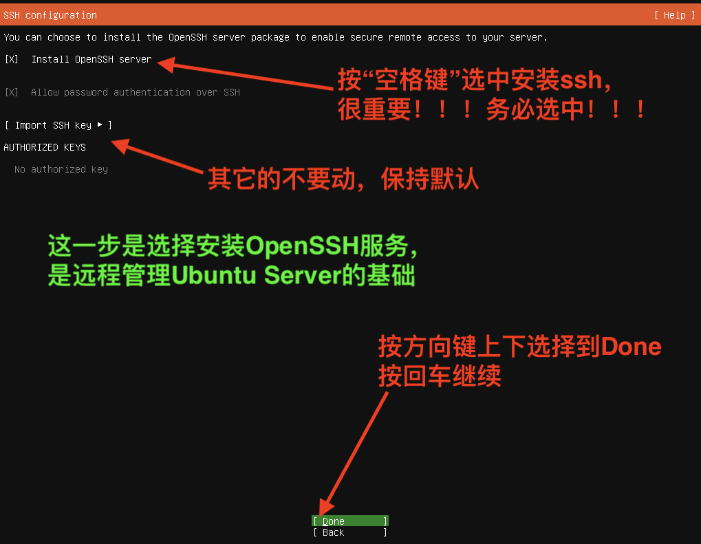 ubuntu install add openssh 勾选 SSH